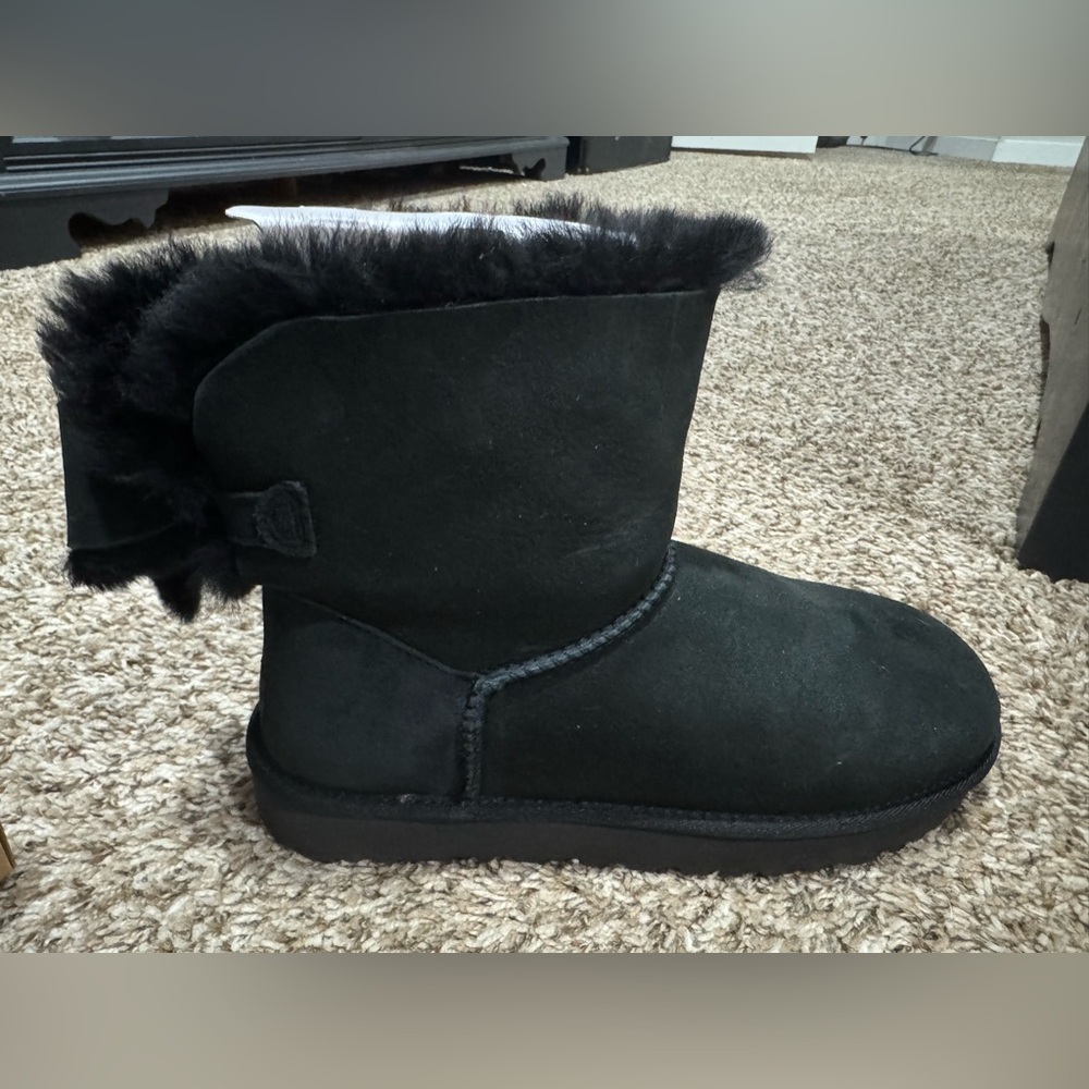 UGG Black Suede Boots Heritage Bow